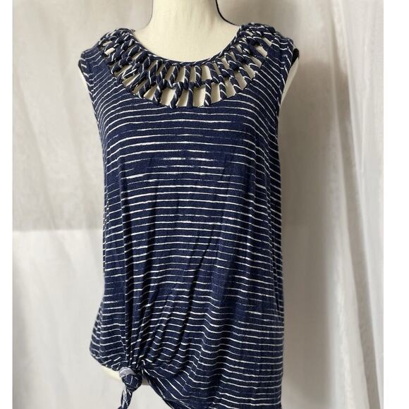 Maurices XL Women's Top Stretchy Nautical Striped Tie Hem Lightweight - Picture 1 of 7